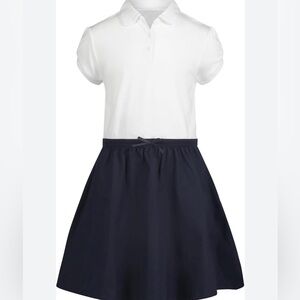 Izod girls school uniform short sleeve polo dress with poopling skirt